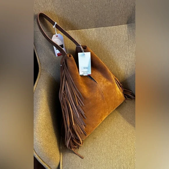 NWT Divina Firenze Suede Fringe Hobo Bag - Picture 4 of 8